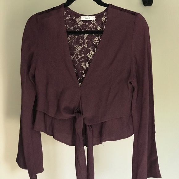 Flynn Skye Burgundy Wrap Crop - Picture 2 of 4